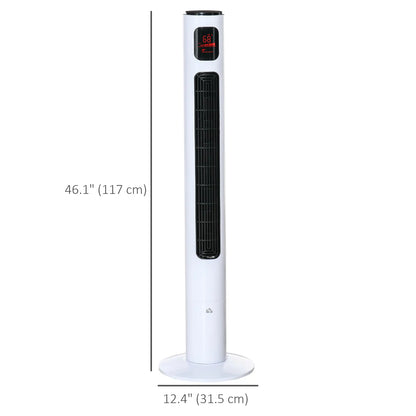 Freestanding Tower Fan, Oscillating, 3 Speed, 12h Timer, LED Panel, Remote, White Tower Fans at Gallery Canada