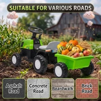 Tracteur pour enfants, véhicule électrique 6V avec remorque détachable, vert