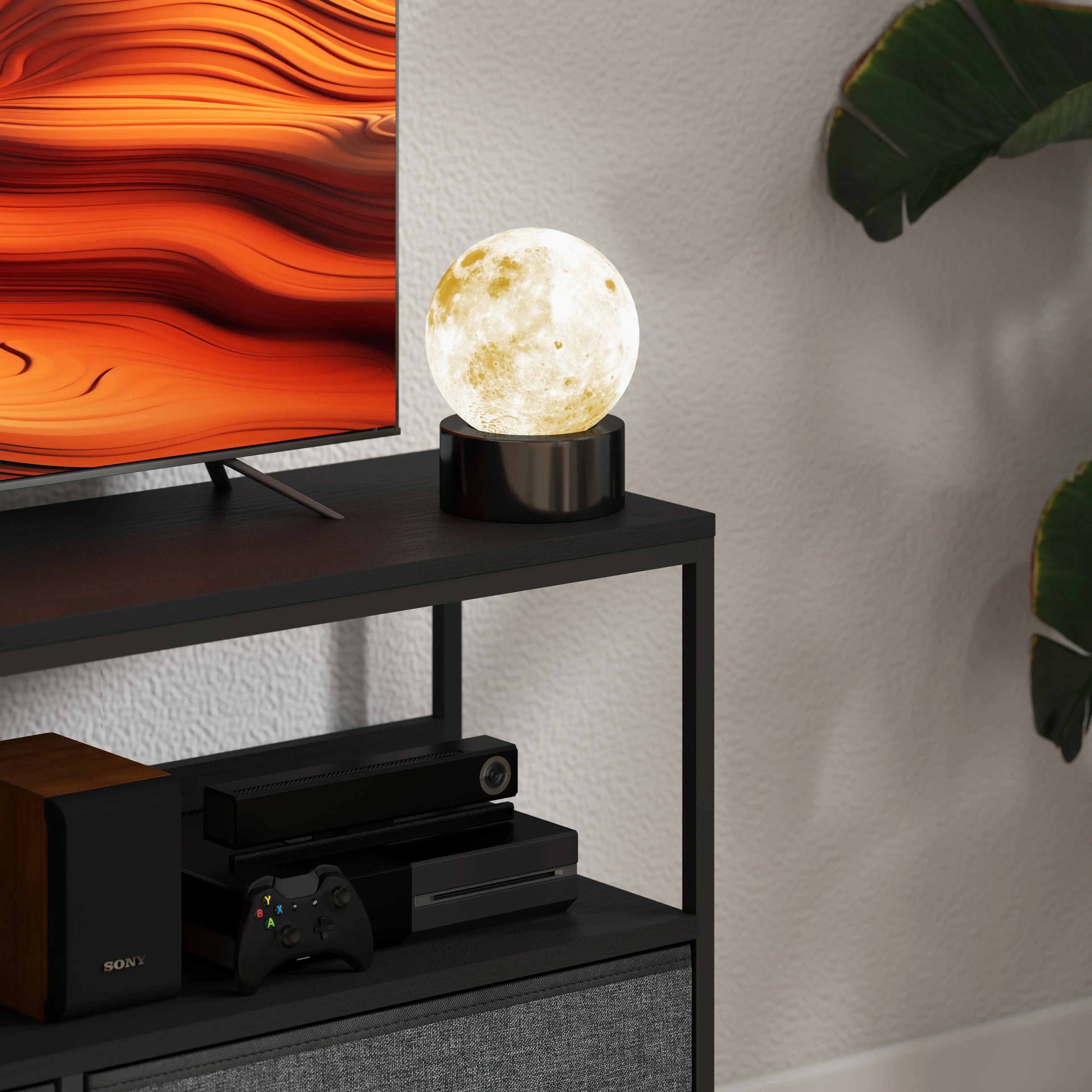 TV Stand with Charging Station, 2 Foldable Drawers, Open Shelf, 47 Inch, Black TV Stands at Gallery Canada