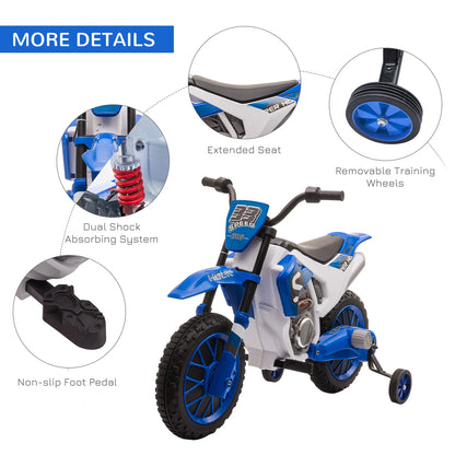Kids Dirt Bike, 12V Battery, Training Wheels, Blue Electric Motorcycles at Gallery Canada