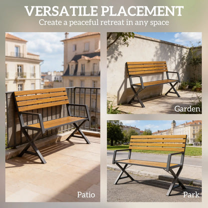 Outdoor Garden Bench With Backrest, Armrests, 2-Person Patio Seating Outdoor Benches at Gallery Canada