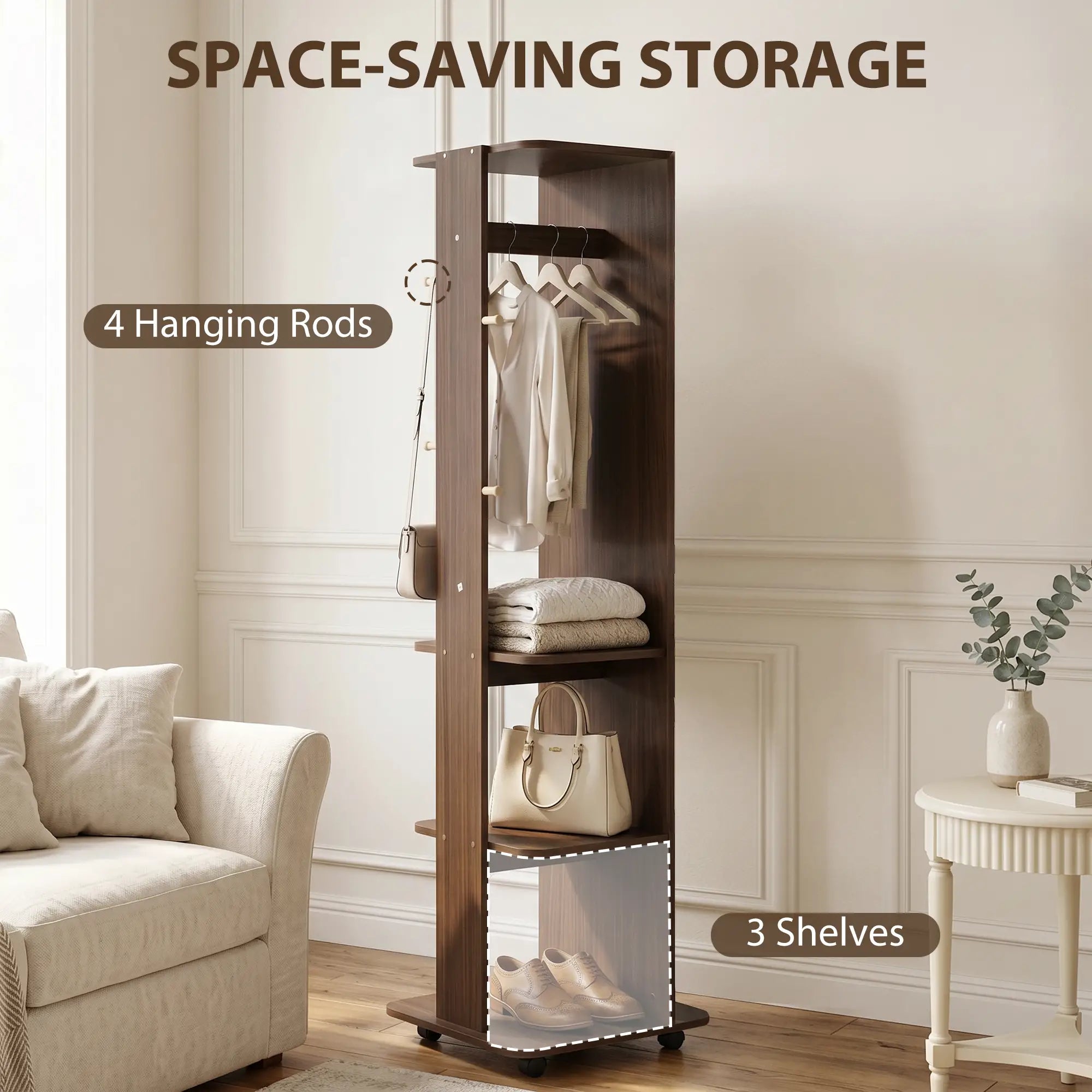 Full Length Floor Mirror With Storage Shelves, Wood Grain, Brown Full Length Mirrors at Gallery Canada