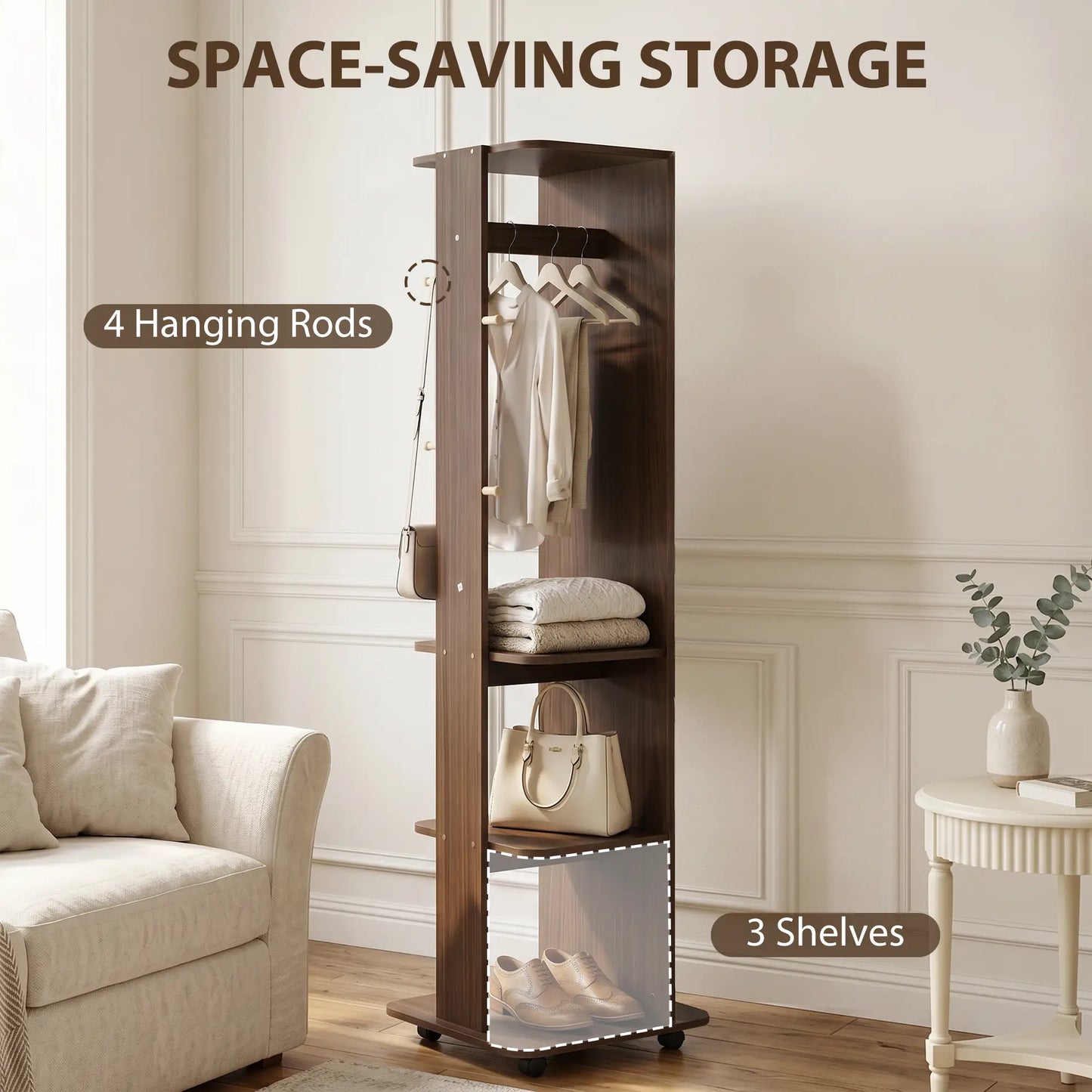 Full Length Floor Mirror With Storage Shelves, Wood Grain, Brown Full Length Mirrors at Gallery Canada