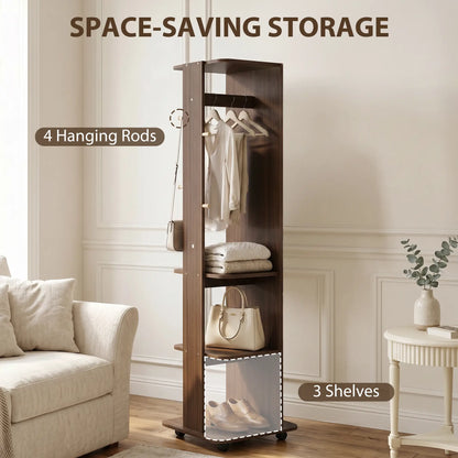 Full Length Floor Mirror With Storage Shelves, Wood Grain, Brown Full Length Mirrors at Gallery Canada