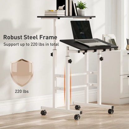 Height Adjustable Standing Desk with Wheels, Black Computer Desks at Gallery Canada