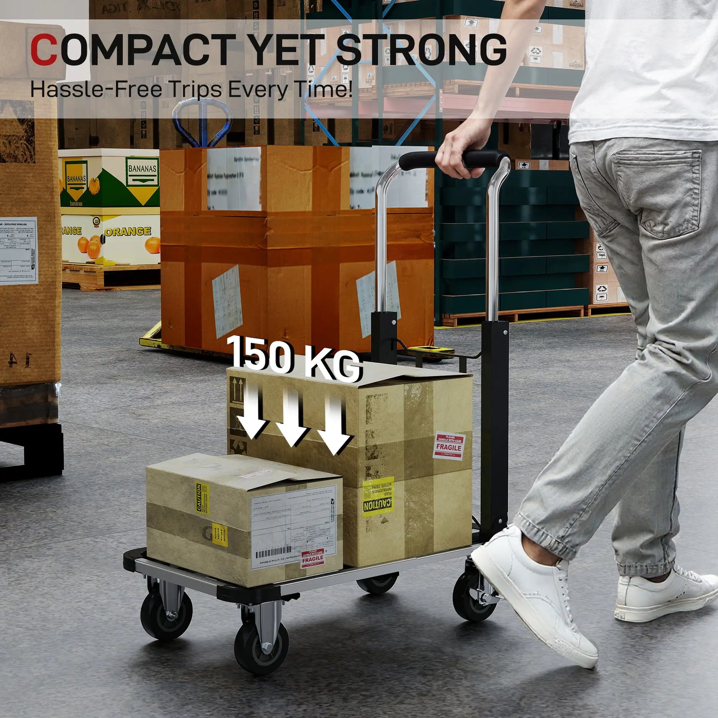 330 lbs Heavy Duty Hand Truck, Folding Trolley, Dolly, Silver and Black Folding Hand Trucks at Gallery Canada