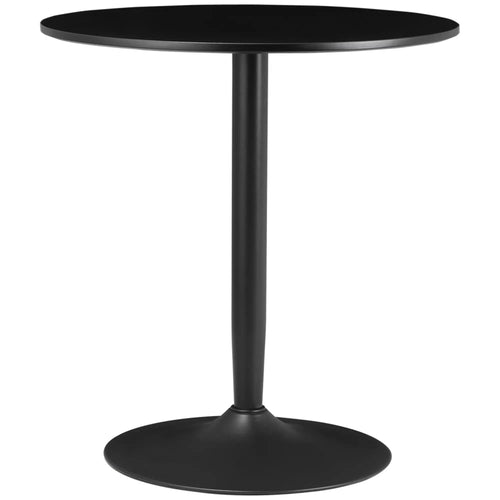 Modern Kitchen Table for 2, Round Dining Table, Steel Base, Black