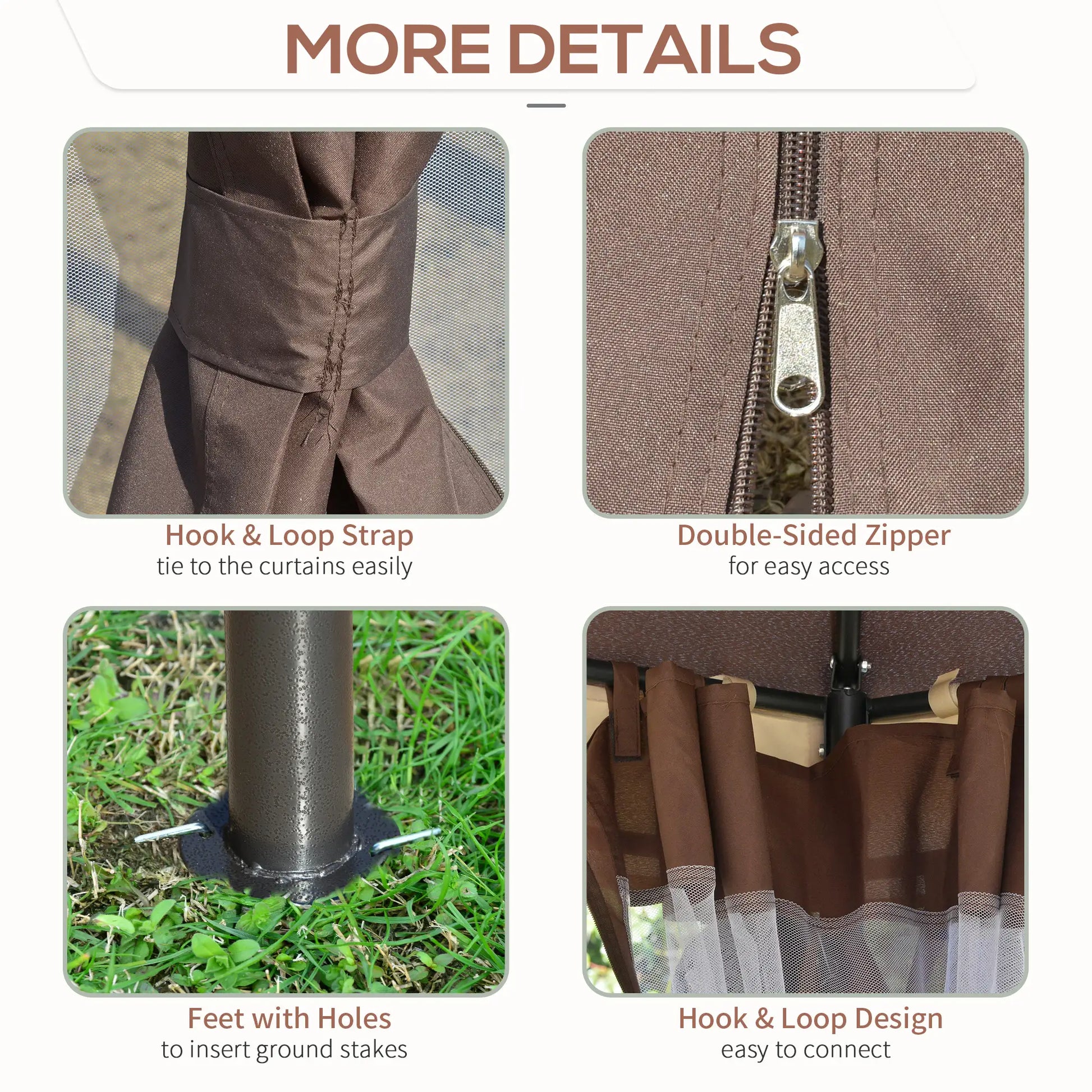 12' x 12' Outdoor Gazebo, Dome Patio with Netting, Brown Gazebos at Gallery Canada