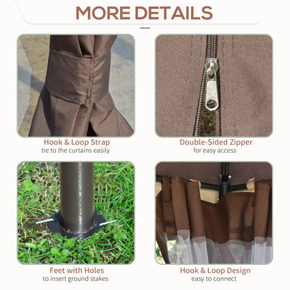 12' x 12' Outdoor Gazebo, Dome Patio with Netting, Brown Gazebos at Gallery Canada