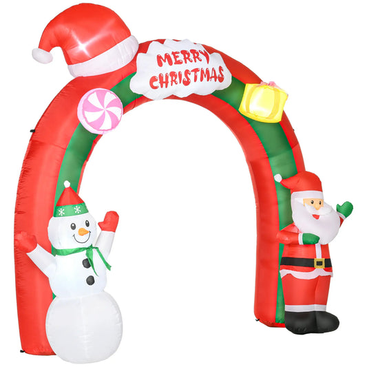 9ft Christmas Inflatable Archway, Santa Claus Snowman, LED Lights Christmas Inflatables Red at Gallery Canada