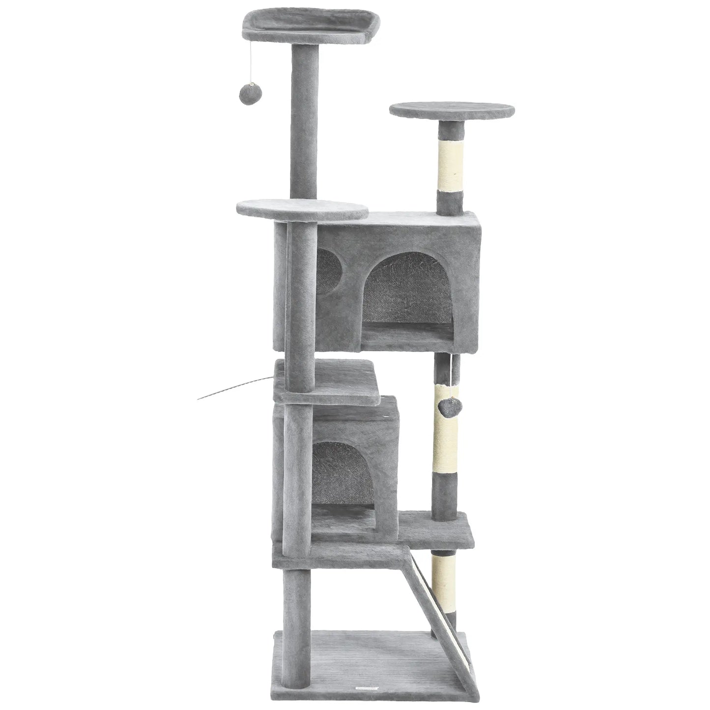 54" Cat Tree, Multi-Level Tower With Scratching Posts, Light Grey Multi-Level Cat Towers Light Grey, Cream White at Gallery Canada