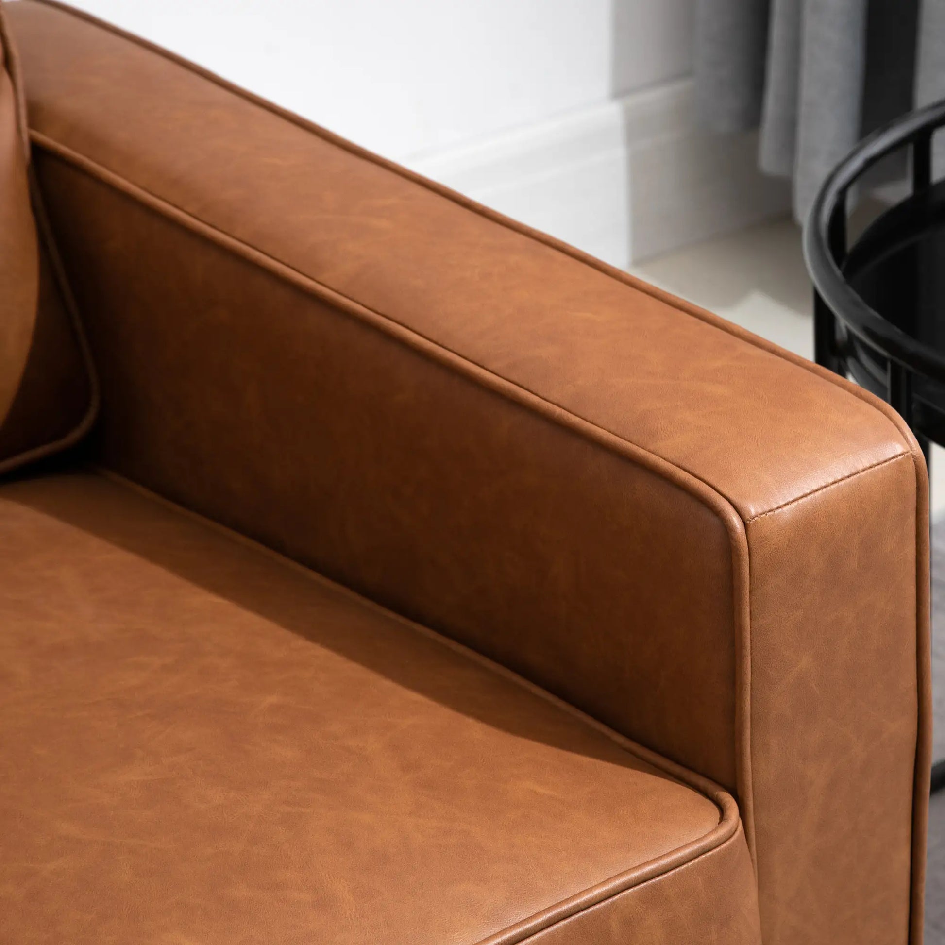 51" PU Leather Loveseat, Upholstered Double Sofa, Tufted Backrest, Brown 2-Seater Sofas at Gallery Canada