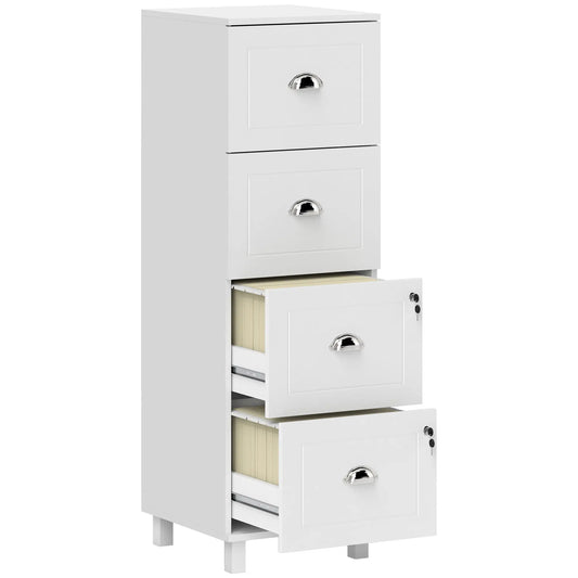 4 Drawer File Cabinet with Lock, A4 Letter Size, White Office Cabinets & Cupboards White at Gallery Canada