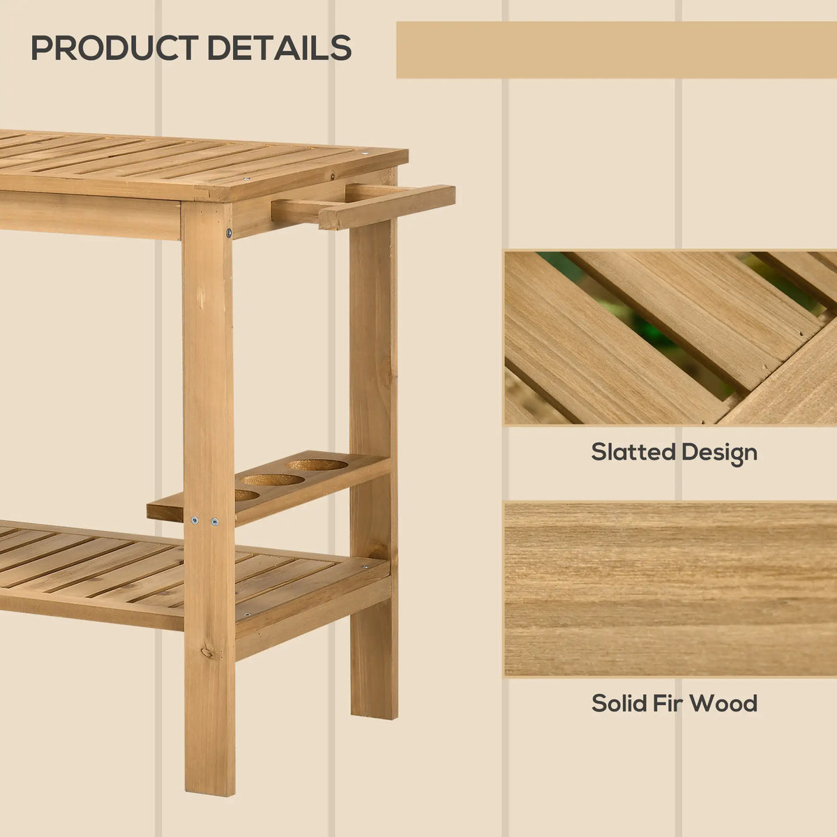 Outdoor Bar Cart, Wood Rolling Serving Cart, 2 Shelves, Wine Bottle Holders Cooler Boxes at Gallery Canada