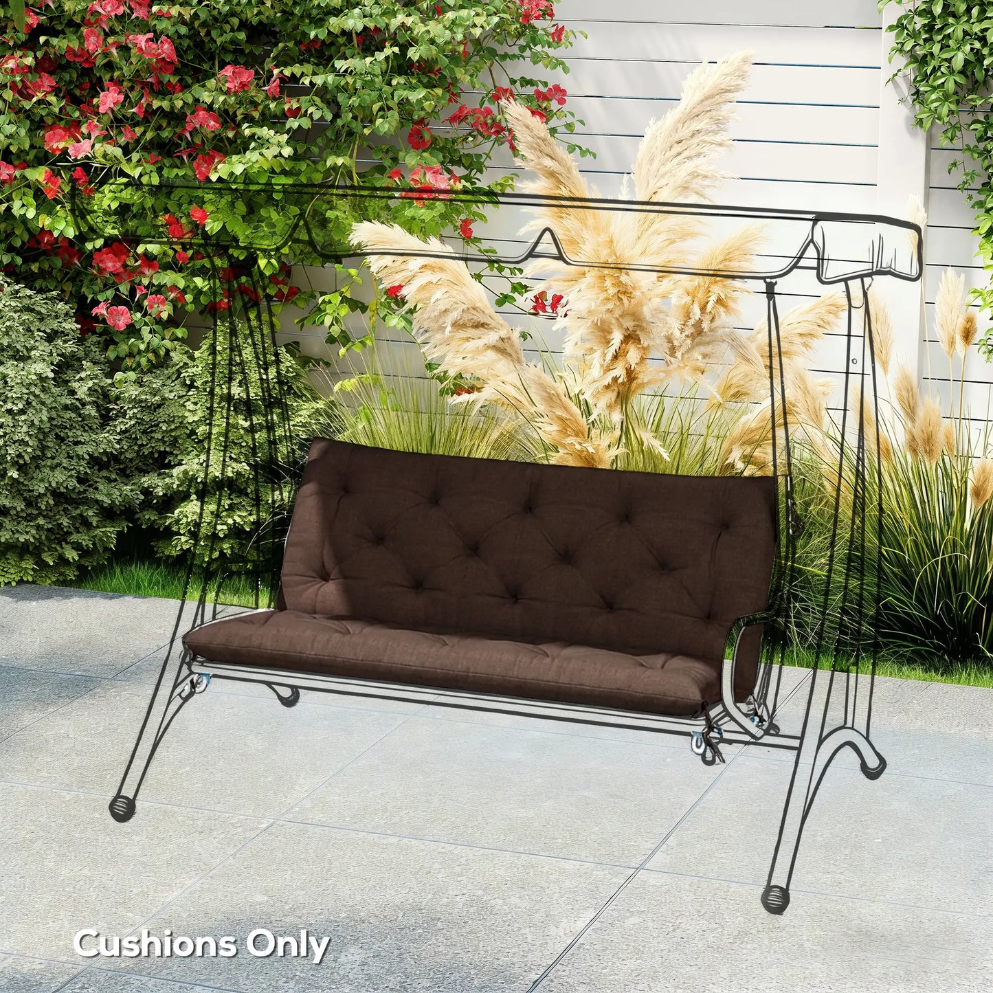 2 Seater Garden Bench Cushion, 47" x 43" x 4", Coffee Patio Chair Cushions at Gallery Canada