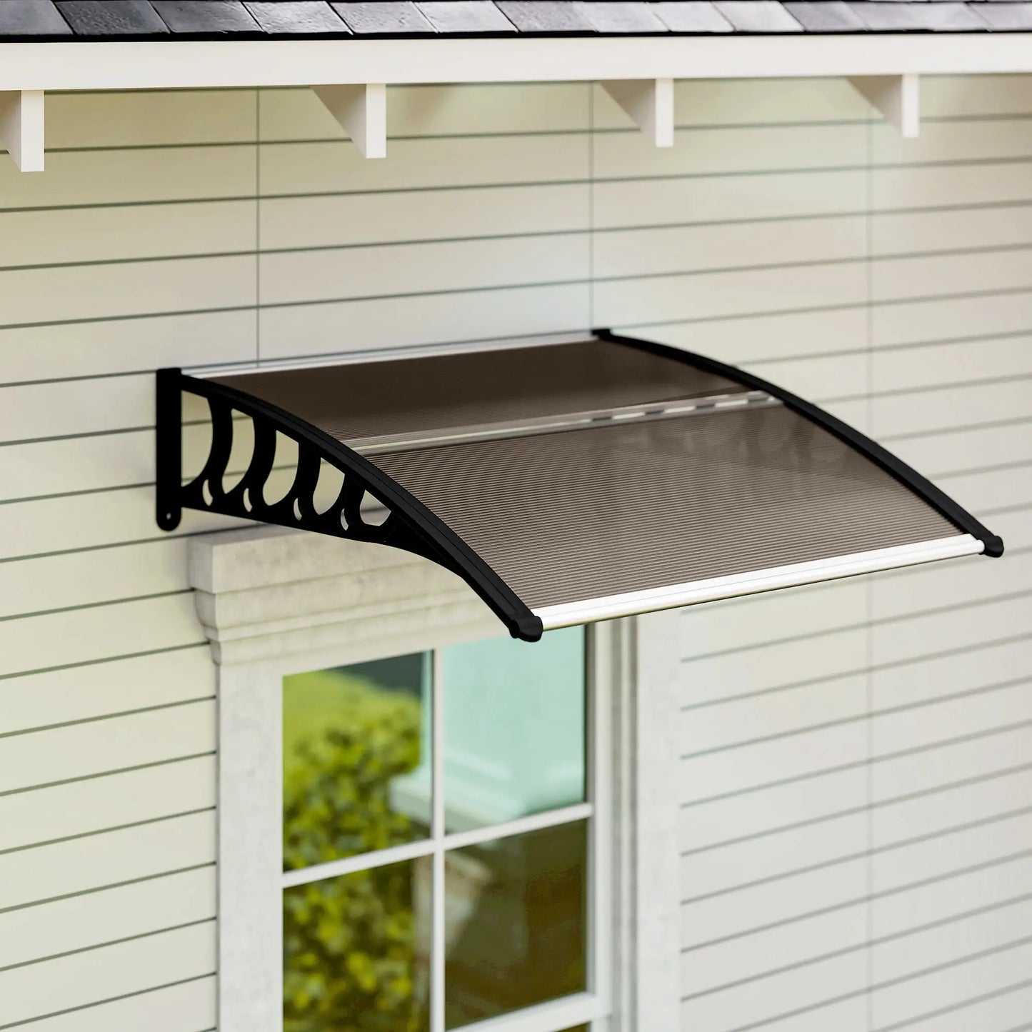 40.6" x 38" Polycarbonate Awning Door Canopy, UV Protection, Brown Door Awnings at Gallery Canada