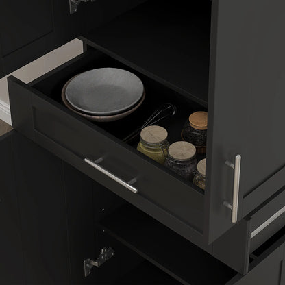 72 Storage Cabinet, 4 Doors, Drawer, 3 Adjustable Shelves, Black Kitchen Pantry Cabinets at Gallery Canada
