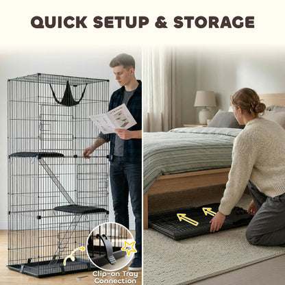 3-Tier Cat Cage Indoor, Detachable Metal Wire Kennel withwith Hammock, Platform, Tray and Cushion for 1-2 Kittens Cat Houses at Gallery Canada