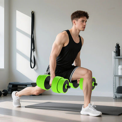 66lbs 4-in-1 Adjustable Dumbbell Set, Barbell, Kettlebell, Green Dumbbells & Barbells at Gallery Canada