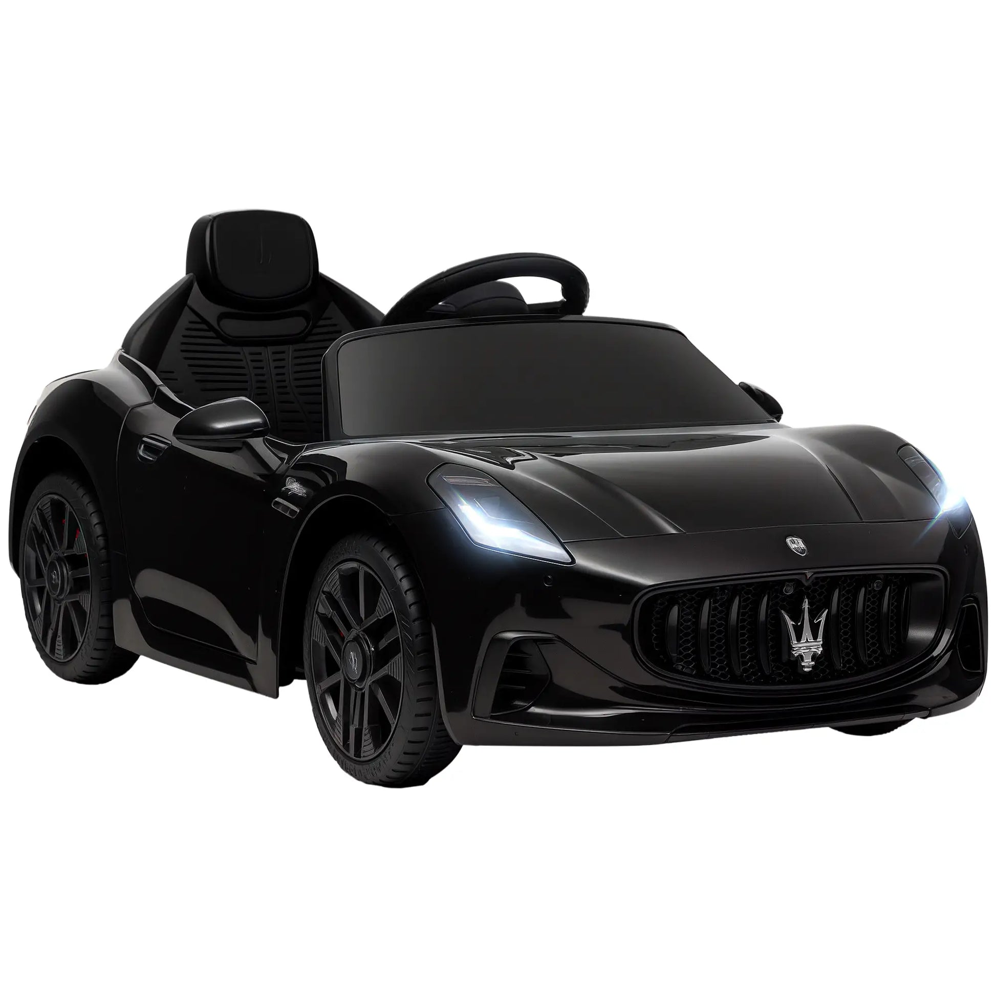 12V Maserati Kids Electric Car, Remote Control, LED Lights, MP3, Black Electric Toy Cars at Gallery Canada