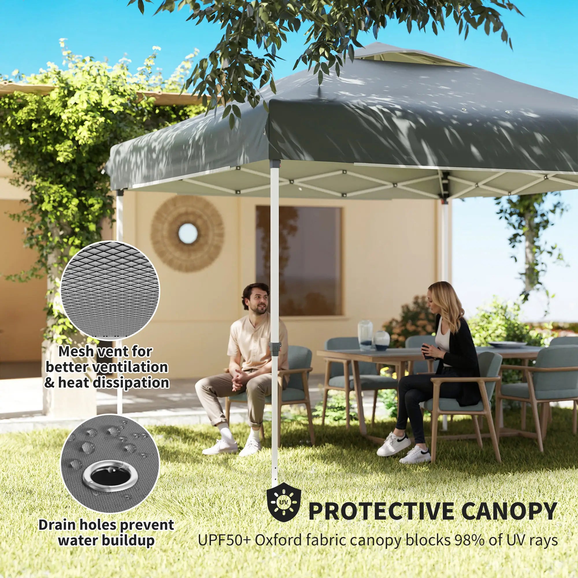 10 x 10 ft Pop Up Canopy Tent With Mosquito Netting, UPF 50+, Dark Grey Pop Up Canopies at Gallery Canada