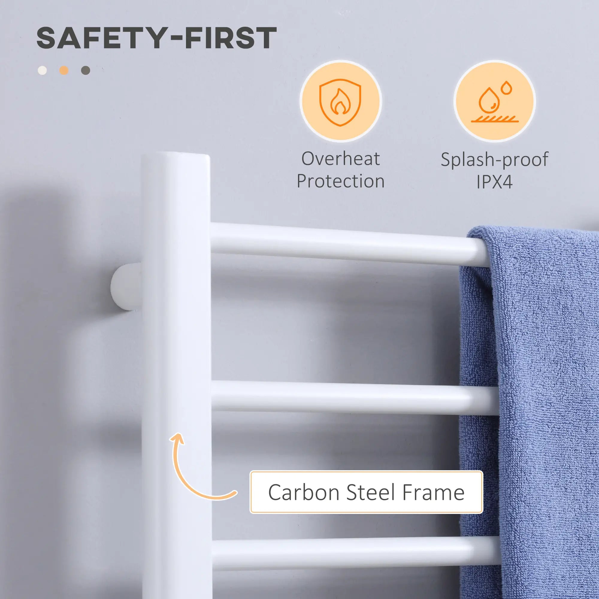 8-Bar Heated Towel Warmer, Wall Mount, Adjustable Temperature, White Bath Accessories at Gallery Canada