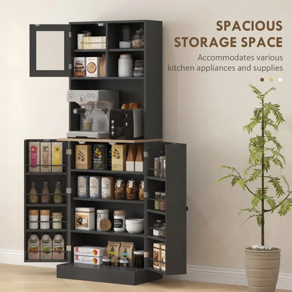 66.5" Tall Kitchen Pantry Cabinet, Microwave Cabinet, Black Kitchen Pantry Cabinets at Gallery Canada