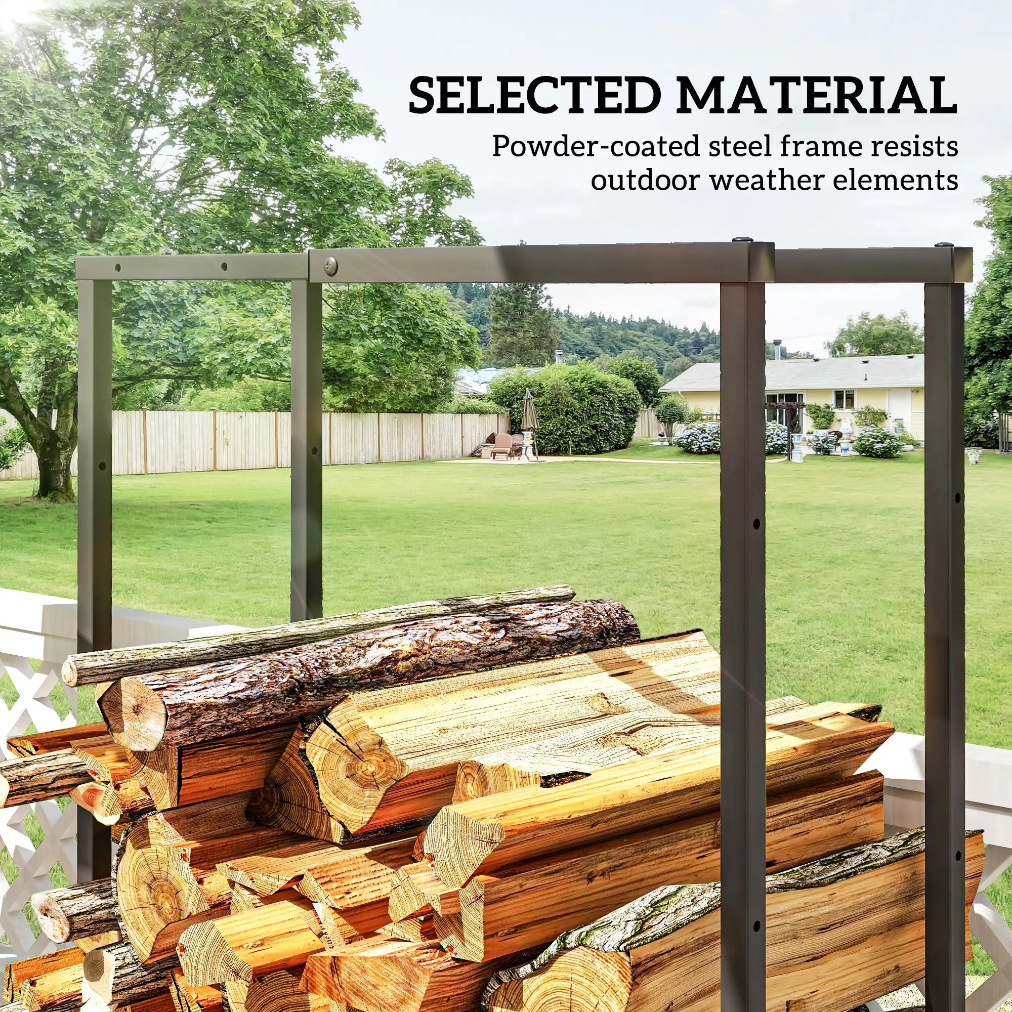 Adjustable Firewood Log Rack, Heavy-Duty Steel, 25.6