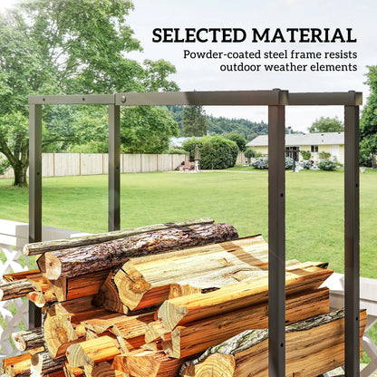 Adjustable Firewood Log Rack, Heavy-Duty Steel, 25.6" x 9.8" x 59.1", Black Firewood Racks at Gallery Canada