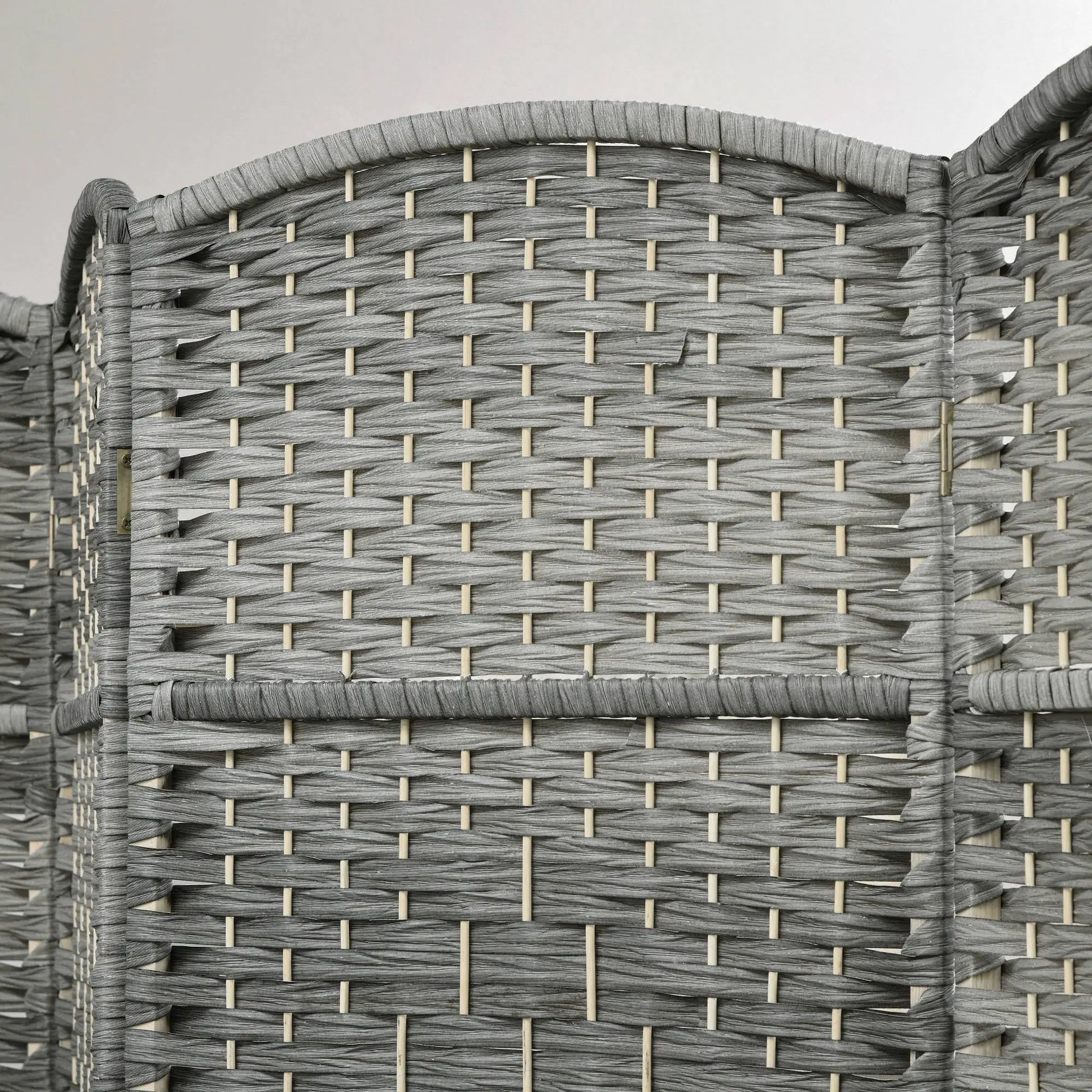 6 Ft Folding Room Divider, 6 Panel Privacy Screen, Hand-Woven, Mixed, Grey Room Dividers at Gallery Canada