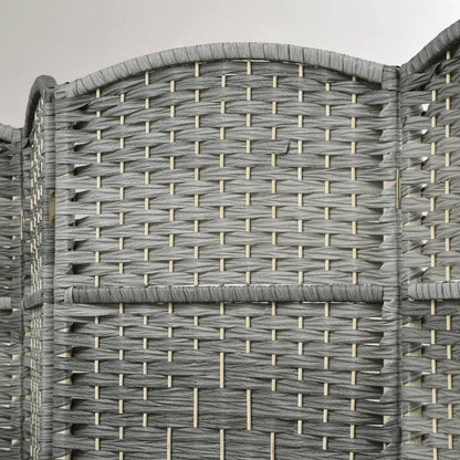 6 Ft Folding Room Divider, 6 Panel Privacy Screen, Hand-Woven, Mixed, Grey Room Dividers at Gallery Canada