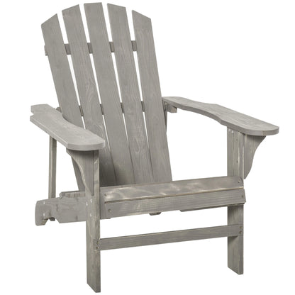 Wood Adirondack Chair, Outdoor Patio Chair, Slatted Design, Light Grey Patio Chairs Light Grey at Gallery Canada