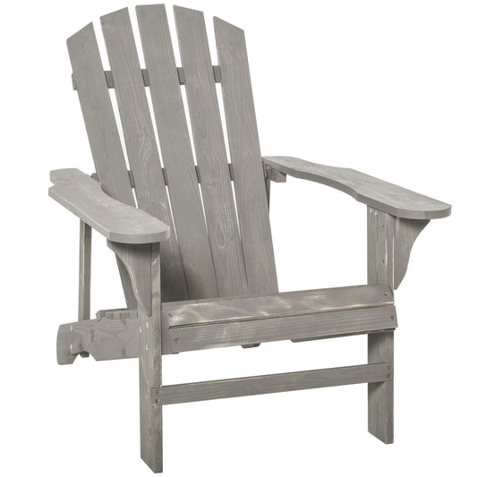Wood Adirondack Chair, Outdoor Patio Chair, Slatted Design, Light Grey Patio Chairs Light Grey at Gallery Canada