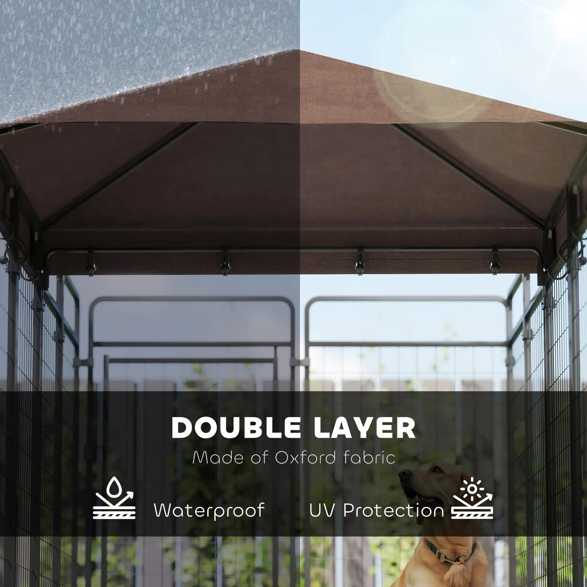 Outdoor Dog Kennel with Waterproof Canopy, Galvanized Chain Link Run, Black Houses, Kennels & Pens at Gallery Canada