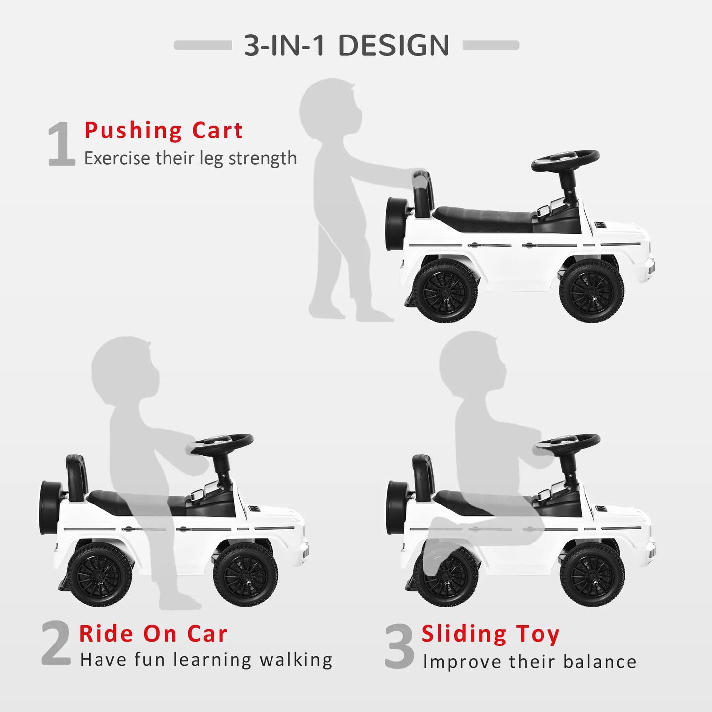 Baby Toddler Push Car, Foot-to-Floor Ride-On Wheel, White Push Cars for Toddlers at Gallery Canada