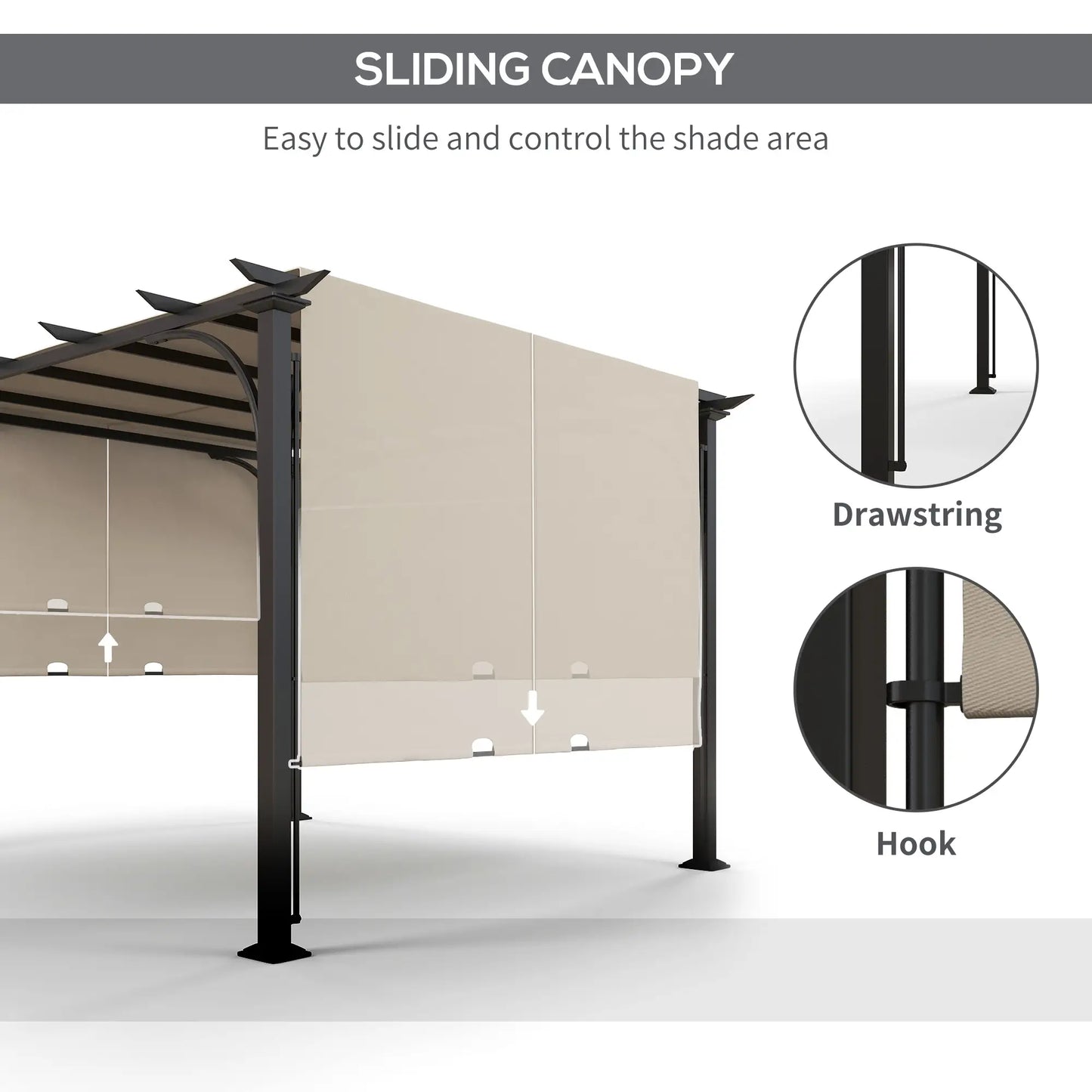 10' x 10' Outdoor Pergola, Steel Frame, Beige Pergolas at Gallery Canada