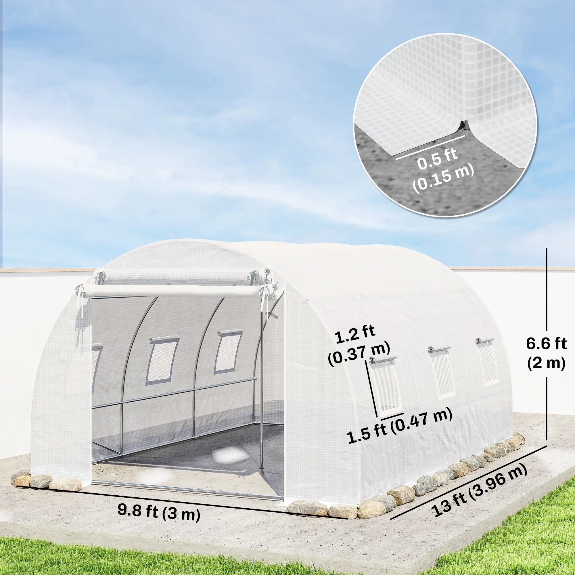 Walk-In Tunnel Greenhouse, 13'x9.8'x6.6', White Tunnel Greenhouses at Gallery Canada