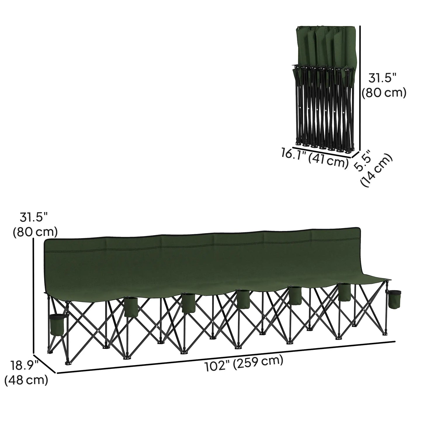 6 Seat Folding Camping Chair, Cup Holder, Carrying Case, Dark Green Picnic Tables & Camping Chairs at Gallery Canada