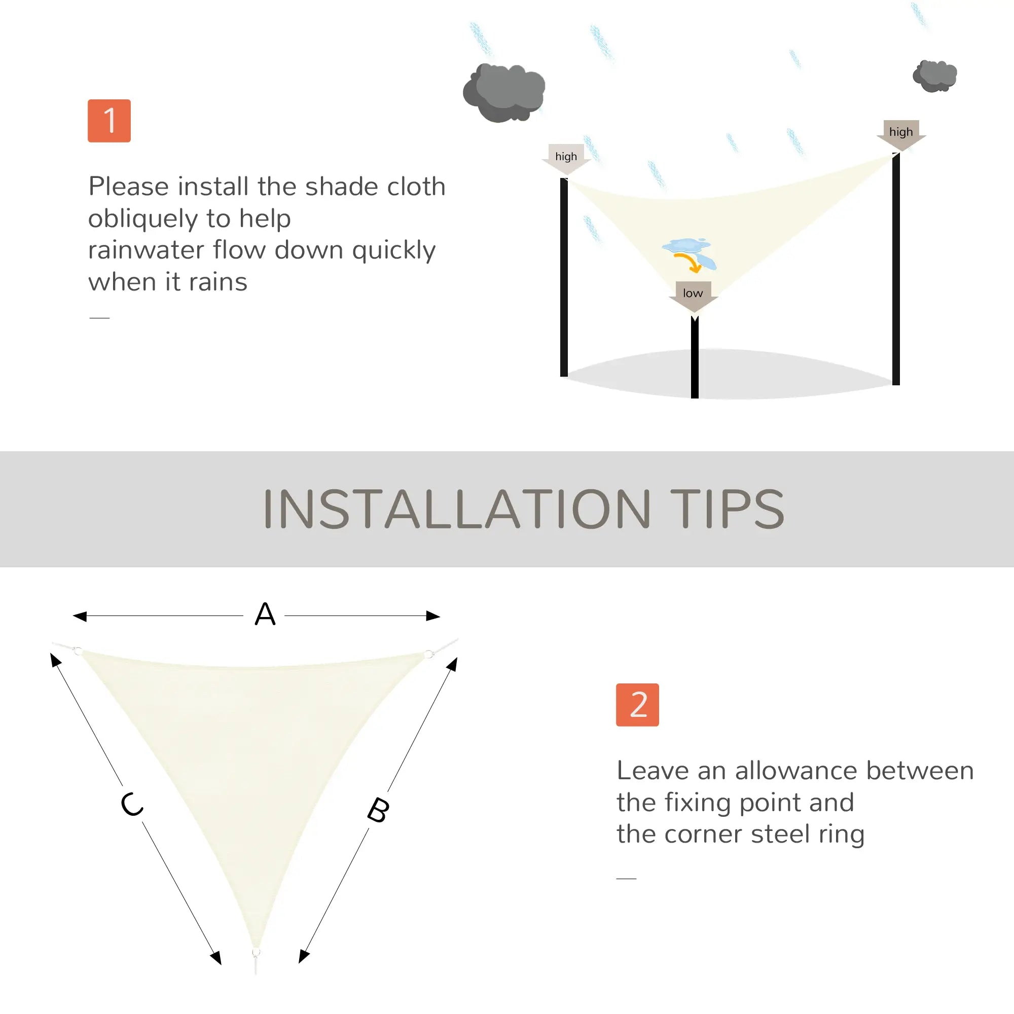 10' x 10' x 10' Triangle Sun Shade Sail, UV Block Fabric Canopy, Cream Shade Sails at Gallery Canada