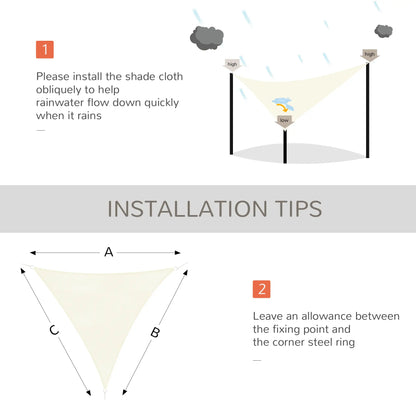 10' x 10' x 10' Triangle Sun Shade Sail, UV Block Fabric Canopy, Cream Shade Sails at Gallery Canada