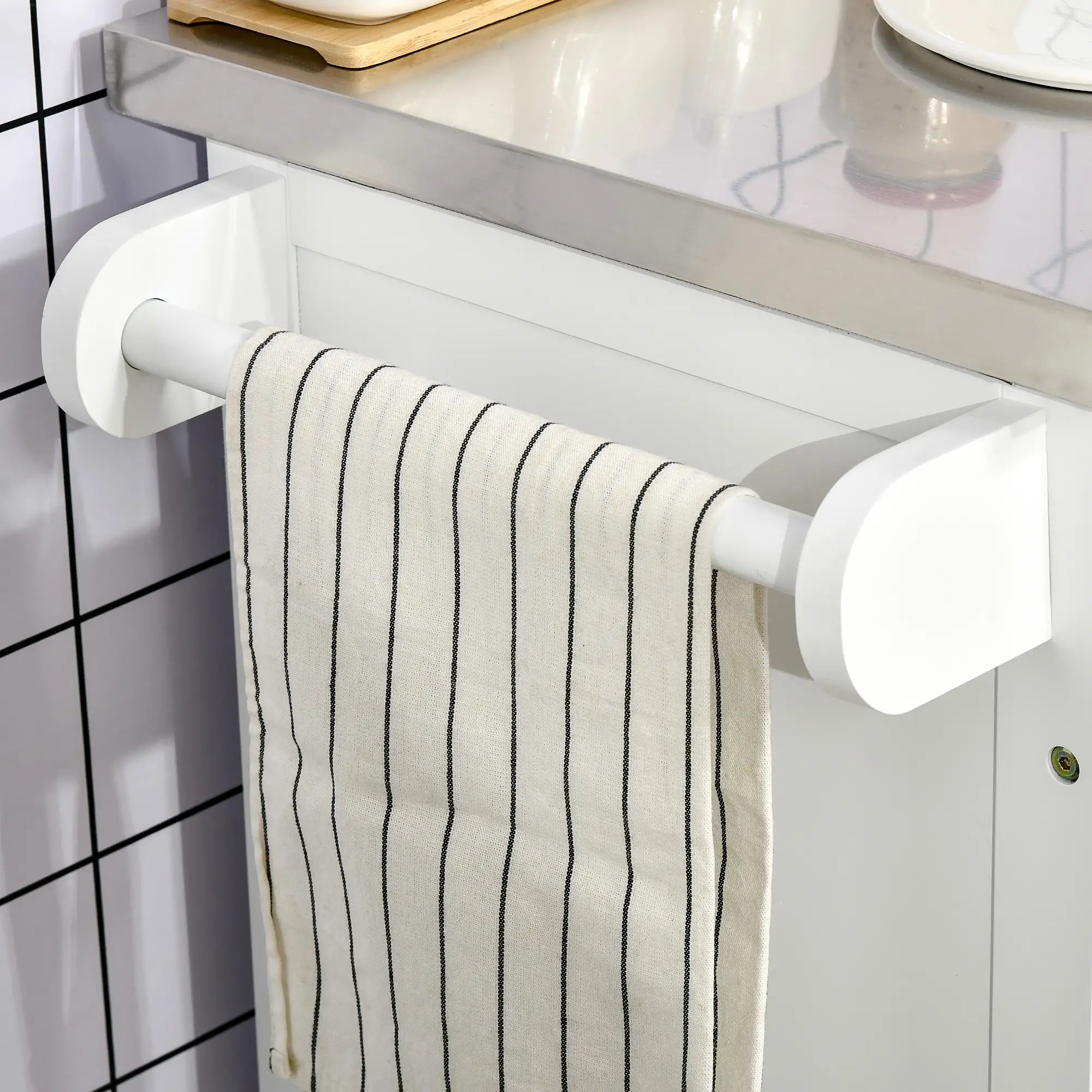 Kitchen Island with Stainless Steel Top, Rolling Cart, Storage Drawer, White Kitchen Islands & Kitchen Carts at Gallery Canada