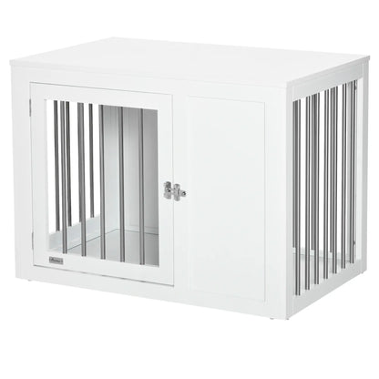 2-in-1 Dog Cage and Side Table, Two Lockable Doors, Medium Size, White Houses, Kennels & Pens White at Gallery Canada