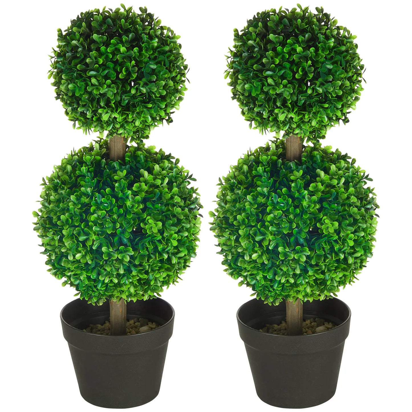 Artificial Boxwood Topiary Tree Set Of 2, Faux Plant In Pot, Green Artificial Trees Green at Gallery Canada