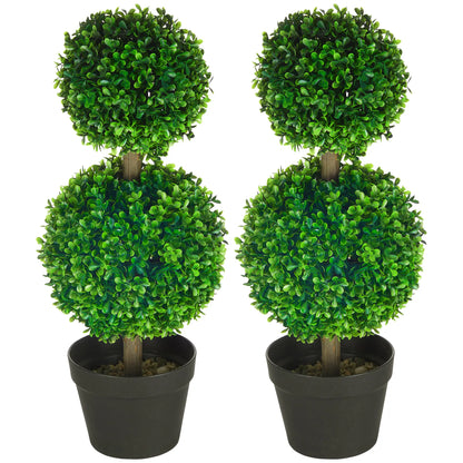 Artificial Boxwood Topiary Tree Set Of 2, Faux Plant In Pot, Green Artificial Trees Green at Gallery Canada