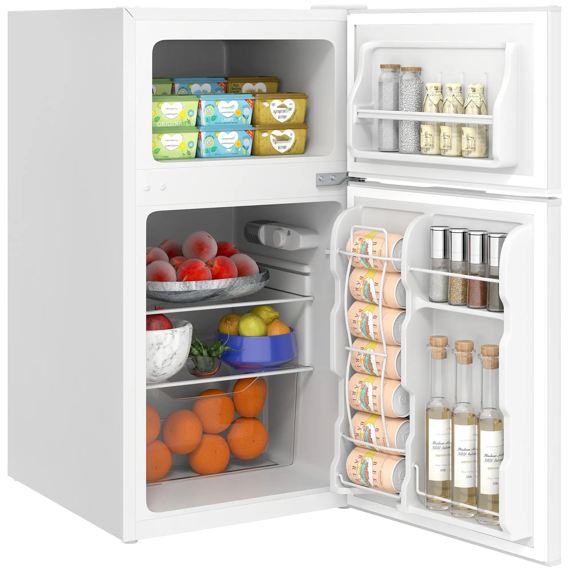3.2 Cu Ft Compact Refrigerator, Mini Fridge with Freezer, Adjustable Shelves, White Small Kitchen Appliances White at Gallery Canada