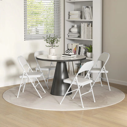 4 Metal Foldable Chairs, PU Leather Padded, White Dining Chairs at Gallery Canada