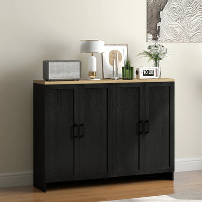 Modern Sideboard Buffet Cabinet, 4 Doors Adjustable Shelves, Black Storage Cabinets at Gallery Canada