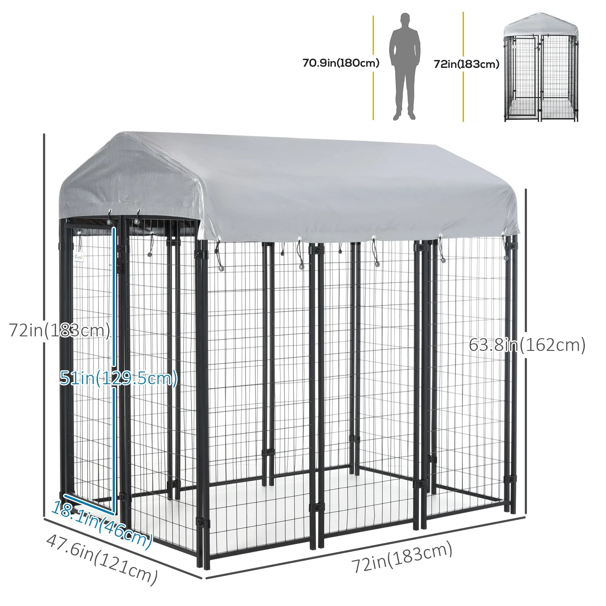 Outdoor Dog Kennel, Waterproof UV-Resistant Cover, 6 x 4 x 6 ft Houses, Kennels & Pens at Gallery Canada