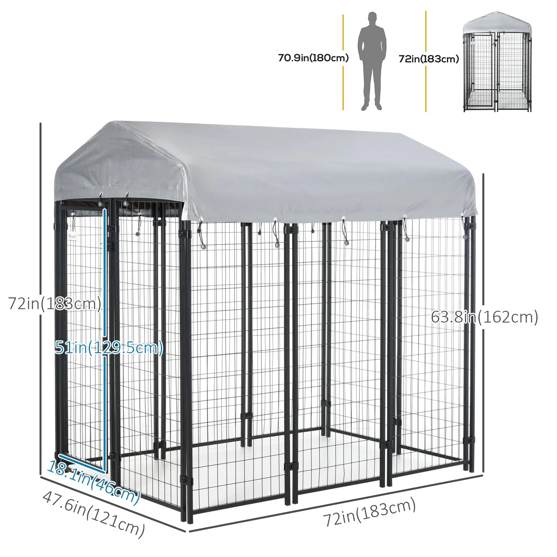 Outdoor Dog Kennel, Waterproof UV-Resistant Cover, 6 x 4 x 6 ft Houses, Kennels & Pens at Gallery Canada