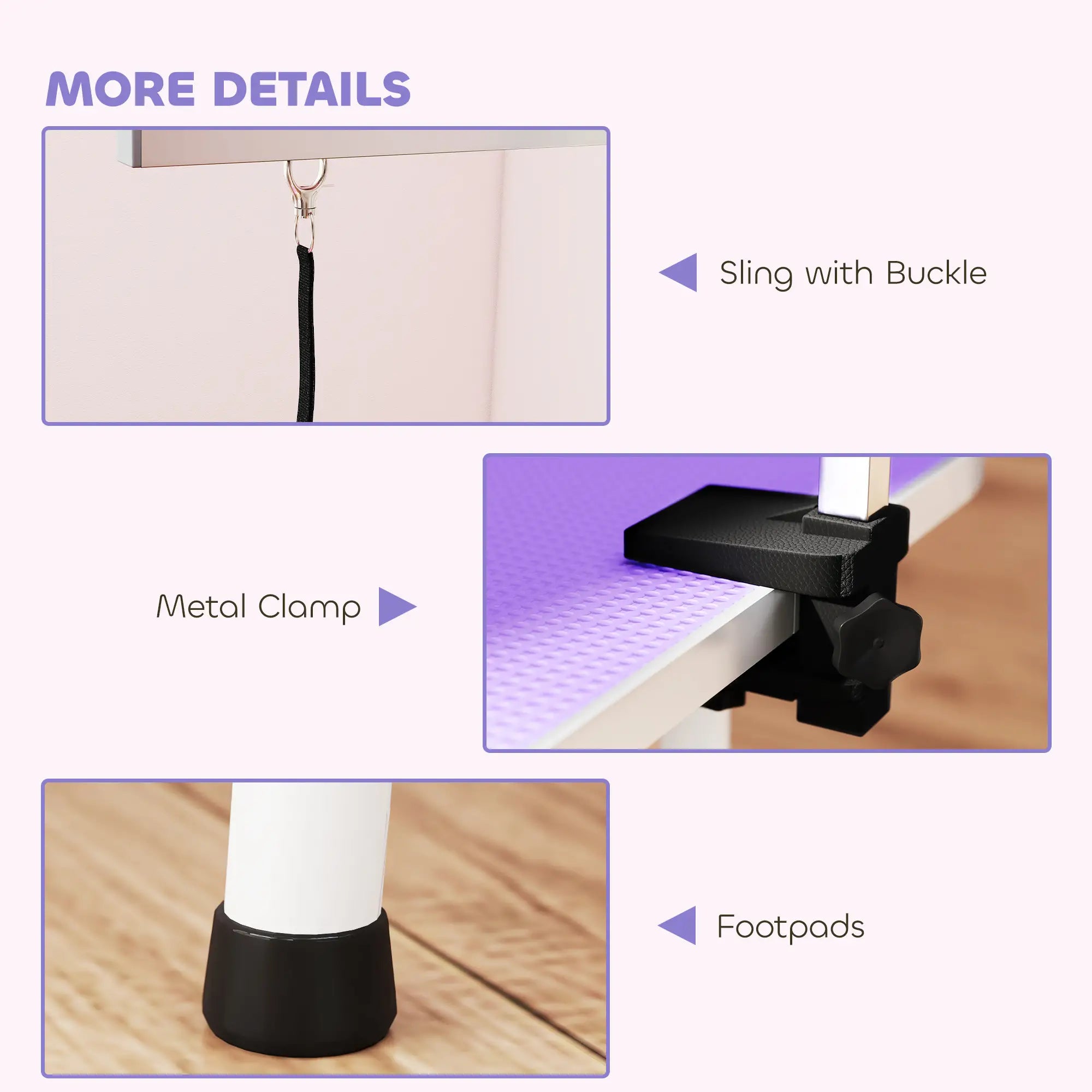 Foldable Pet Grooming Table, Adjustable Arm, Non-Slip, Purple Dog Grooming Tables at Gallery Canada